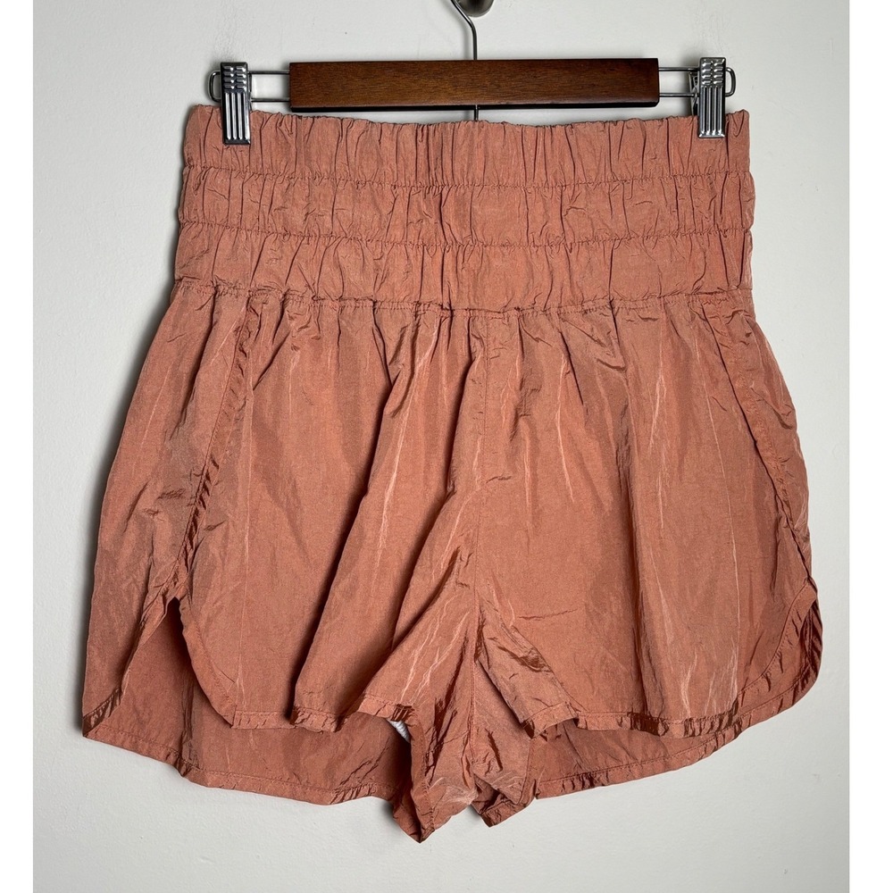 FP Movement The Way Home Run Shorts XL Orange High Rise Smocked Running Athletic